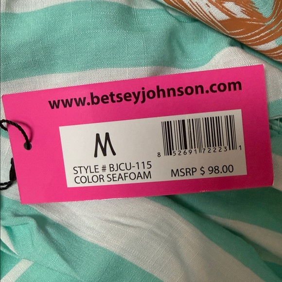 Betsey Johnson Striped Beach Cover-Up Shirt, Seafoam - Picture 12 of 12